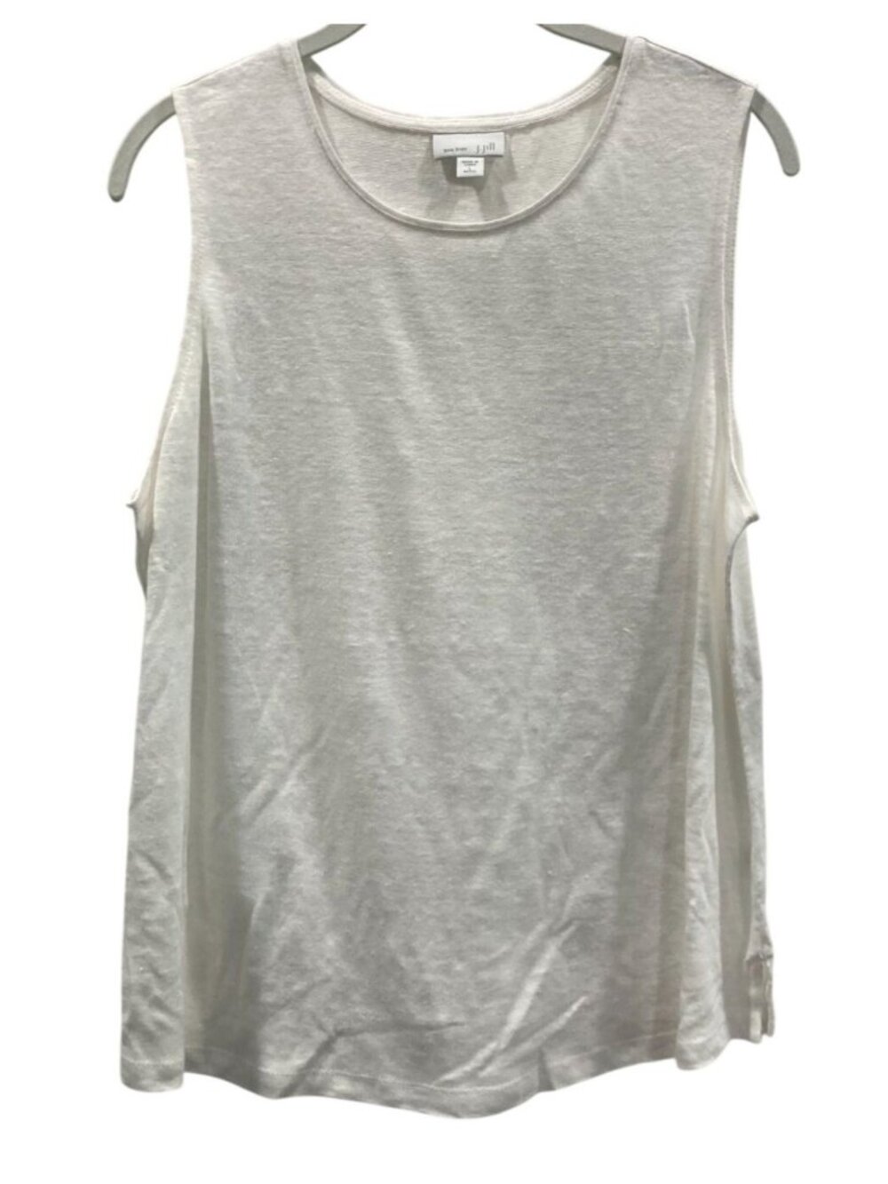 J Jill Linen Tank Top PL White Lightweight Coastal Casual Minimalist Layer Fairy